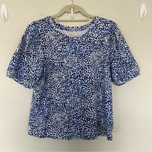 Lilly Pulitzer Rhett knit top resort white twisted up blue leopard large